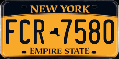 NY license plate FCR7580