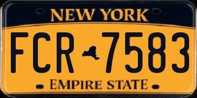 NY license plate FCR7583