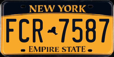 NY license plate FCR7587