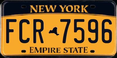 NY license plate FCR7596