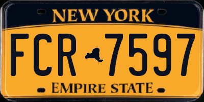 NY license plate FCR7597