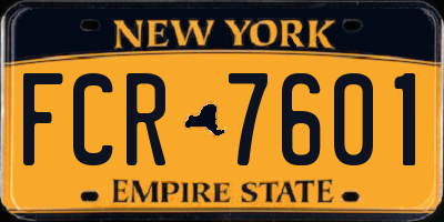 NY license plate FCR7601