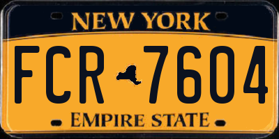 NY license plate FCR7604