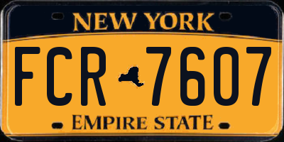 NY license plate FCR7607