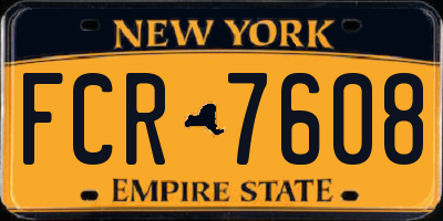 NY license plate FCR7608
