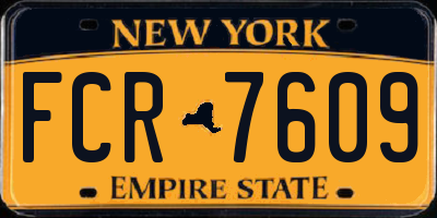 NY license plate FCR7609