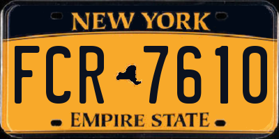NY license plate FCR7610