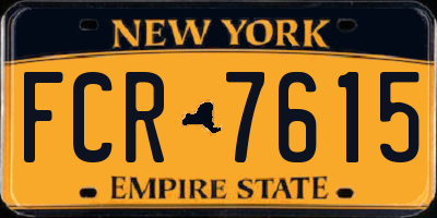 NY license plate FCR7615