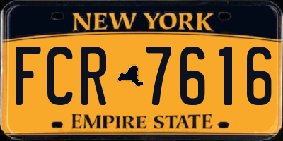 NY license plate FCR7616