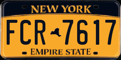 NY license plate FCR7617