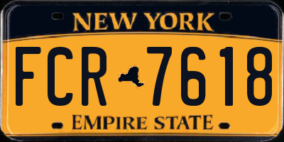 NY license plate FCR7618