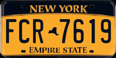 NY license plate FCR7619