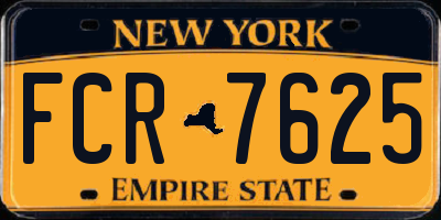 NY license plate FCR7625