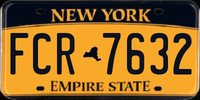 NY license plate FCR7632