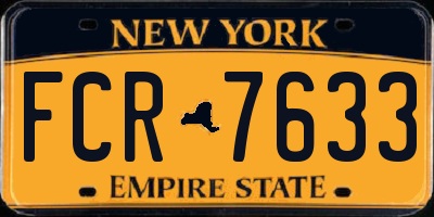 NY license plate FCR7633