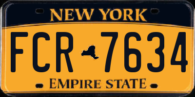 NY license plate FCR7634