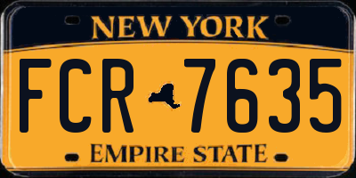 NY license plate FCR7635