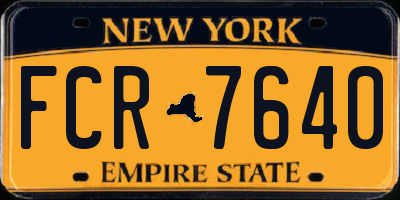 NY license plate FCR7640