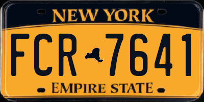 NY license plate FCR7641