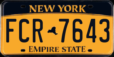 NY license plate FCR7643