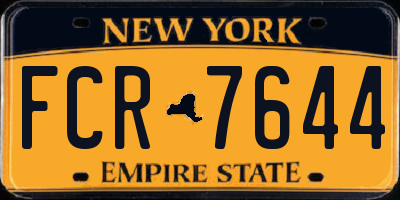 NY license plate FCR7644