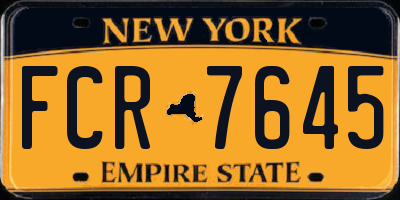 NY license plate FCR7645