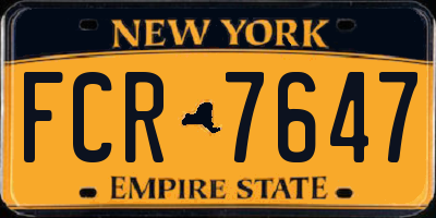 NY license plate FCR7647