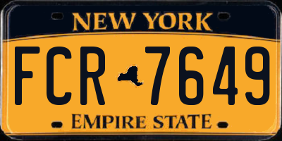 NY license plate FCR7649