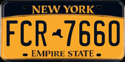 NY license plate FCR7660