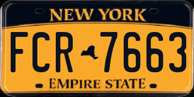 NY license plate FCR7663