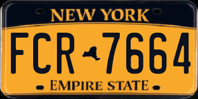 NY license plate FCR7664