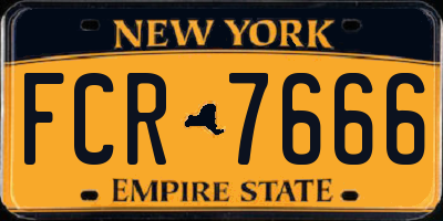 NY license plate FCR7666
