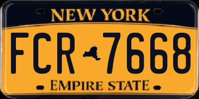 NY license plate FCR7668