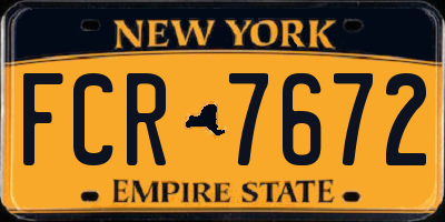 NY license plate FCR7672