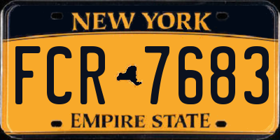 NY license plate FCR7683