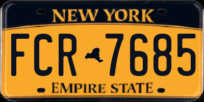 NY license plate FCR7685