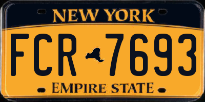 NY license plate FCR7693