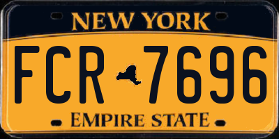 NY license plate FCR7696