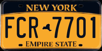 NY license plate FCR7701