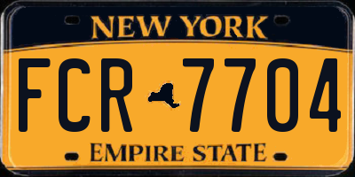NY license plate FCR7704