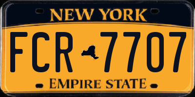 NY license plate FCR7707