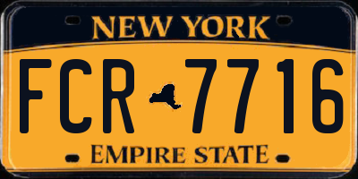 NY license plate FCR7716