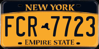NY license plate FCR7723
