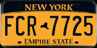 NY license plate FCR7725