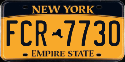 NY license plate FCR7730