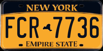 NY license plate FCR7736