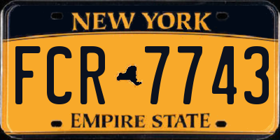 NY license plate FCR7743