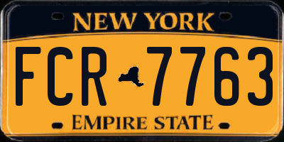 NY license plate FCR7763