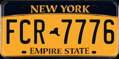NY license plate FCR7776