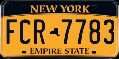 NY license plate FCR7783